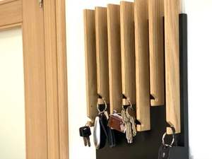 Organizador de Llaves de Madera para Entrada, Pasillo o Sala de Estar, Decorativo, con Gancho para Llaves, Correo y Perchero para Sombreros y Abrigos - Product Image 4