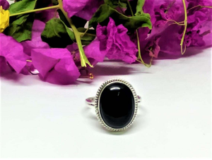 Bague ovale en onyx noir, argent sterling 925, pierre précieuse, cadeau d'anniversaire de mariage pour elle - Product Image 3