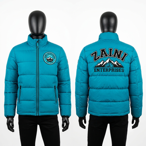 ZAINI Mens Premium 220 GSM Polyester Puffer Jacket Green Quilted <b>Winter</b> <b>Coat</b> Long Hooded Windproof Waterproof Garment Dyed OEM - Product Image 1