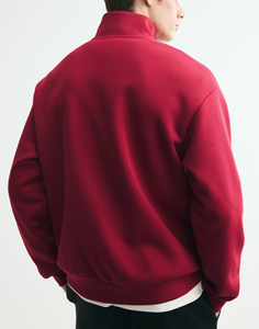 Sudadera de golf OEM personalizada para hombre, de felpa sólida, con cremallera de 1/4, transpirable, con bolsillo, cuello alto y puños acanalados, 100% poliéster, 270g - Product Image 4