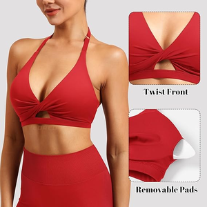 Custom Women Twist Front High Support Racerback Sports Bra with Removable Pads Breathable Yoga Fitness Workout Bra <b>Top</b> - Product Image 5