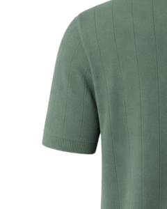 เสื้อโปโลผู้ชาย แขนสั้น ผ้าถักลายทางสีเขียว ผลิตจากผ้าฝ้ายผสม ทรงเข้ารูป สไตล์ลำลอง ผลิตโดยผู้ผลิตเสื้อผ้าชั้นนำ - Product Image 6