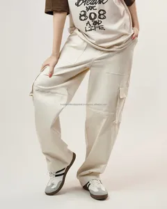 Pantalones deportivos unisex de poliéster/algodón al por mayor OEM, estilo casual, holgados, rectos, ecológicos, antiarrugas, con cordón. - Product Image 2