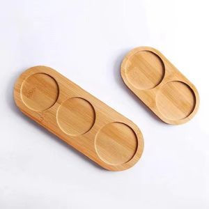 Eco Friendly Bamboo Condiment <b>Tray</b> with Multi Slots Wholesale Natural Bamboo Serving Base for Jars and Dipping Bowls - Product Image 1
