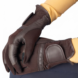 Professional Anti-Slip Leather <b>Gloves</b> for Winter Outdoor Comfortable <b>Silver</b> Trim Cuff Horseback Riding <b>Gloves</b> - Product Image 3