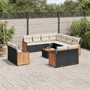 Conjunto de Sofás Modulares Grandes de Ratán PE Negro para Jardín, Muebles Modulares Elegantes para Exteriores - Product Image 1