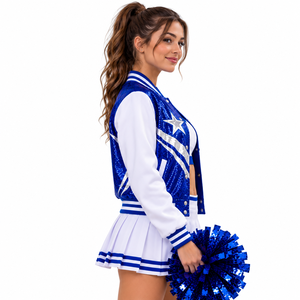 Costume de cheerleading personnalisé par le fabricant avec veste de style universitaire, jupe et haut de performance pour équipe - Product Image 2