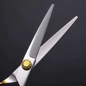 Ciseaux de coiffure professionnels IKZARSA en acier 440C avec manche doré, ciseaux à effiler pour droitiers, lame tranchante, réutilisables pour salon - Product Image 2