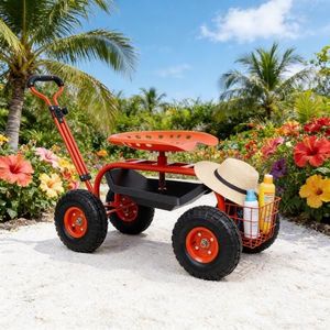 Carrello da Giardino Regolabile in Altezza con 4 Ruote, Manico Estensibile, Personalizzabile, Supporto OEM, Robusto Scooter a Rotelle - Product Image 1