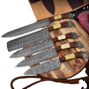 Handmade Carbon Steel Chef <b>Knife</b> <b>Set</b> 5-Piece Razor <b>Sharp</b> Sustainable Multifunction Customizable Wholesale Wood Craft - Product Image 1