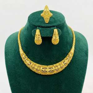 Sautoir Collier Plaque 24K Gold Plated Long <b>Statement</b> <b>Necklace</b> Elegant Layered Design Modern Wedding Party 3-Piece Jewelry Set - Product Image 1