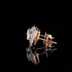 Pendientes de Diamante Cultivado en Laboratorio de Corte Redondo de 2 Quilates con Doble Halo, Oro Rosa de 14K, Elegantes para Regalo de Boda, Aniversario o Fiesta para Mujer - Product Image 2