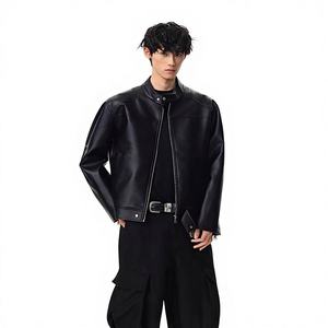 Blouson d'hiver matelassé noir pour homme, col montant, coupe élégante et moderne, coupe ajustée, coupe-vent, fermeture éclair frontale, style urbain haut de gamme - Product Image 1