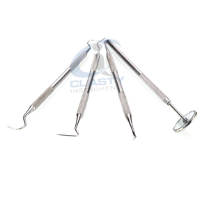 Kit de 4 outils de nettoyage dentaire en acier inoxydable : gratte-tartre et cure-dents, miroir buccal - Product Image 4
