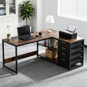 Scrivania da Ufficio Industriale con 4 Cassetti e Piedini Regolabili, Tavoli per Computer per Uso Ufficio - Product Image 4