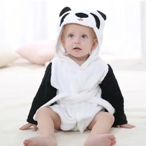 Toalla de baño con capucha de panda para niños, forro polar coral, diseño con estampado animal, para bebés, niños y niñas - Product Image 1