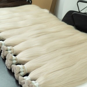 Extensiones de cabello humano liso virgen vietnamita de Color claro de 100 gramos, puntas completas de origen de Hanoi sin desprendimiento - Product Image 1