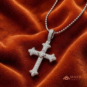 Pendentif Croix en Moissanite Plaqué Argent 92,5% Style Hip Hop Glacé Bijou Religieux Unisexe - Product Image 4