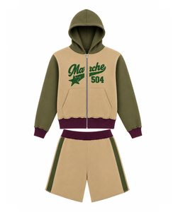 Custom Unisex Two Piece Hoodie <b>Shorts</b> Set <b>Zip</b> Up Sweatshirt Streetwear Casual Wear Summer Tracksuit Gym Fitness Apparel - Product Image 6