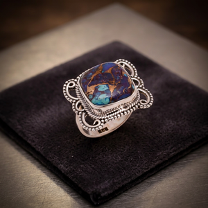 Bague en argent sterling 925, bijoux en pierre précieuse turquoise cuivrée naturelle, bijoux de mode européens - Product Image 2