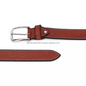 Cinturón casual de cuero marrón de grano completo hecho a medida para hombre con hebilla ajustable de latón niquelado sólido. - Product Image 6