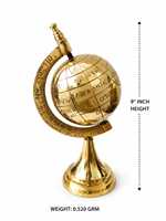 Globe terrestre en laiton doré avec carte gravée et anneau des méridiens, décoration de voyage vintage pour bureau ou table