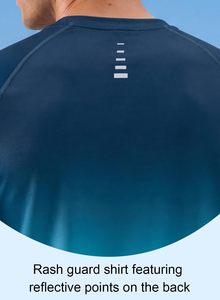 Chemise de bain pour homme à manches courtes, imprimé bleu, séchage rapide, respirante, coupe classique, col rond, 100% coton - Product Image 6