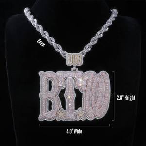 Custom 925 Silver Moissanite Iced <b>Name</b> Charm Pendant Hiphop Style 3D <b>Chain</b> Trendy Unisex Jewelry - Product Image 1