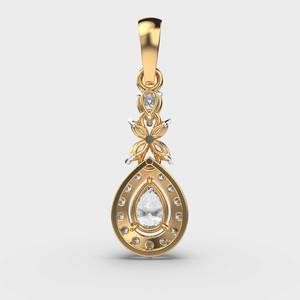 Pendentif en moissanite taille poire plaqué or 14 carats, serti griffe, pour femme, de luxe, pour mariage, en forme de goutte d'eau, solitaire - Product Image 3