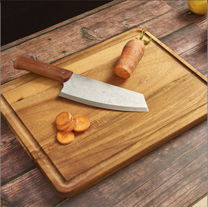 Planche à découper en bois extra-large et robuste avec compartiments intégrés et rainure pour les jus, idéale pour la découpe et le hachage (vente en gros) - Product Image 6