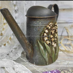 Bidon d'eau galvanisé floral en émail coloré adapté à la décoration de mariage rustique fêtes de jardin en plein air et aux soins quotidiens des plantes à domicile - Product Image 3