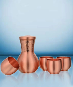 Bouteille d'eau en cuivre pur gravée sur mesure avec gobelet en cuivre, ensemble de vaisselle ayurvédique fait main pour la maison, le bureau et les voyages - Product Image 6