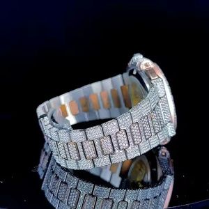 Reloj de cuarzo con diamantes de moissanita Elite Shine para hombre, reloj de pulsera de lujo estilo hip hop, completamente cubierto de diamantes, reloj hip hop. - Product Image 4