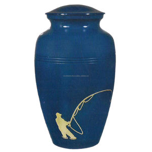Modern American Style Flying Eagle <b>Red</b> Aluminum Urn Handcrafted Funeral Memorial Cremation <b>Vase</b> for Human Ashes Gold Accents - Product Image 2