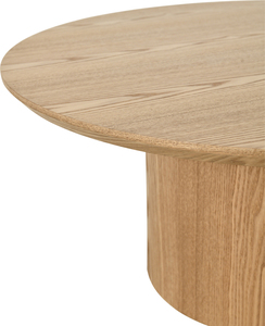 Contemporary Center <b>Table</b> Round Ash Veneer Top Low Cylinder Column Base Coffee <b>Table</b> for Cafe Restaurant Living Room Hotel - Product Image 4