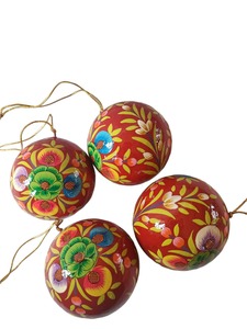 Boules de Noël en papier mâché faites à la main, décorations florales suspendues, écologiques, décorations festives pour la maison - Product Image 4