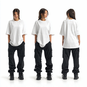 Drop Shoulder T Shirts Tracksuits Women Oversize Tee Shirts <b>Jogger</b> Sweatpants Set Ladies Street Style Loose Fit TShirt Tracksuit - Product Image 3