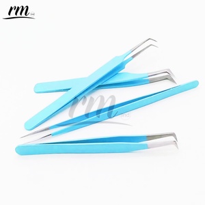 แหนบต่อขนตาปลายแหลมเคลือบสีฟ้าอ่อน ยี่ห้อ RMI ผลิตจากสแตนเลสสตีลญี่ปุ่น ด้ามจับแบบไดมอนด์กริป ปลายสีเงิน ทนทาน - Product Image 6