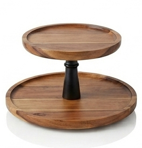 Round Wooden Cake Stand Handmade Pedestal Dessert Display Plate Rustic Serving <b>Tray</b> for Wedding Party Home Decor Customised Size - Product Image 4