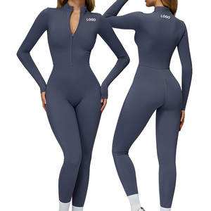 Mono deportivo cálido de manga larga para mujer, enterizo elástico de yoga de una pieza con pantalones acampanados, conjuntos informales - Product Image 4