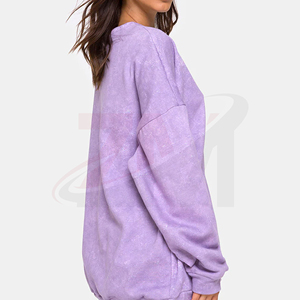 Sudadera de mujer con lavado ácido, estilo vintage premium, cuello redondo, top informal de moda para uso diario, hombros caídos, ropa casual de otoño - Product Image 5