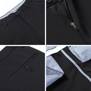 Pantalon habillé décontracté pour homme, léger, taille mi-haute, coupe droite, coupe ajustée, extensible, coupe-vent, respirant, hiver, 100% coton, lavable - Product Image 3