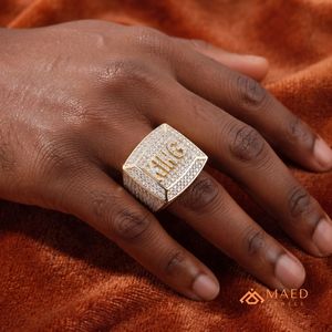 <b>Mens</b> Gold Tone Moissanite Diamond Square <b>Ring</b> Hip Hop Statement Jewelry Fashion <b>Ring</b> <b>for</b> <b>Men</b> Modern - Product Image 5