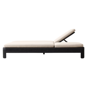 Minimalist Teak <b>Double</b> Sun Lounger Outdoor Adjustable Backrest Poolside <b>Daybed</b> Modern Resort Couple Sunbed Weather Resistant - Product Image 4