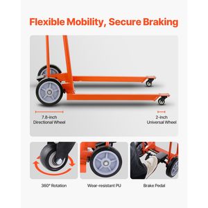 Nuovo Carrello Elevatore Manuale con Capacità di 330 libbre, Altezza Massima di Sollevamento 42,9 Pollici, Multifunzionale - Product Image 6