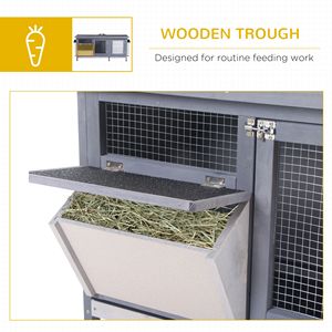 Gabbia per Conigli in Legno Grigio con Tetto Impermeabile, Vassoio Anti-Perdita e Mangiatoia per Interni/Esterni, Ideale per Porcellini d'India e Conigli - Product Image 5
