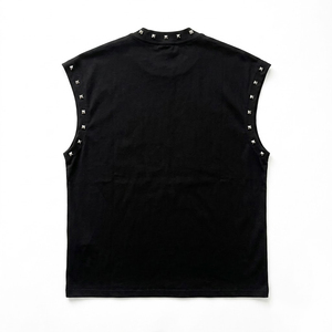 Débardeur surdimensionné personnalisé avec impression graphique, streetwear, 100% coton, tissu jersey 300GSM, débardeur avec strass pour unisexe - Product Image 2