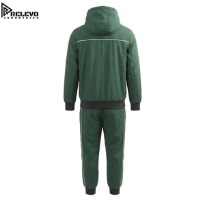 <b>Men</b> Forest Green Nylon Windbreaker Tracksuit, Complete Two-Piece Set Featuring Full-Zip Hooded <b>Jacket</b> Pants with Contrast Piping - Product Image 2