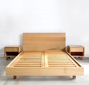 Teak Wood <b>Bed</b> <b>Frame</b> <b>Platform</b> <b>Bed</b> Slat Base Natural Finish Bedroom Furniture Durable - Product Image 1