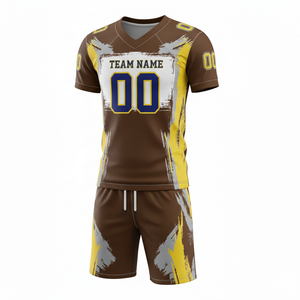 Uniforme de football américain en gros, couleur personnalisée, impression par transfert thermique, respirant, manches courtes, unisexe, adulte - Product Image 5